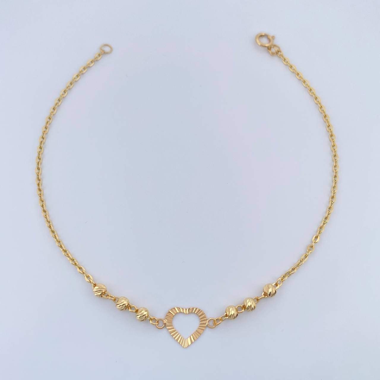 Pulso Silueta Corazón Diamantado 1.5gr / 7 1/2 in / 3mm Oro Amarillo 18K %