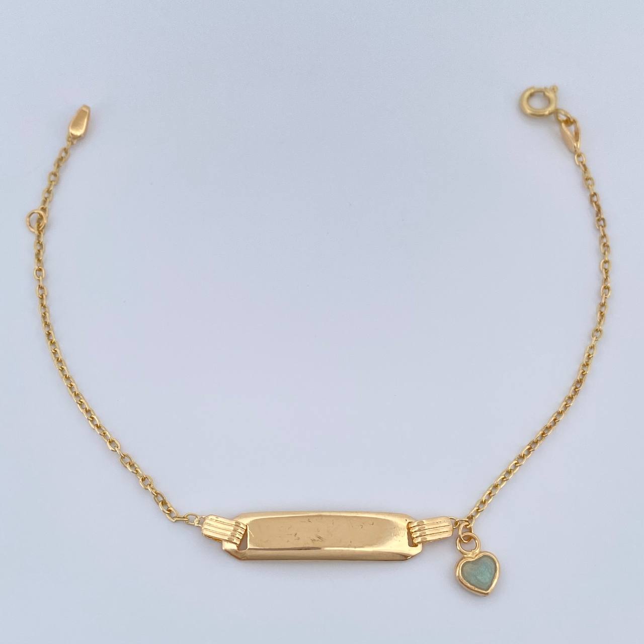 Pulso Bebé Placa Aro Seguido Corazón 1.65gr / 6 1/2 in / 1.32mm Oro Amarillo 18K %