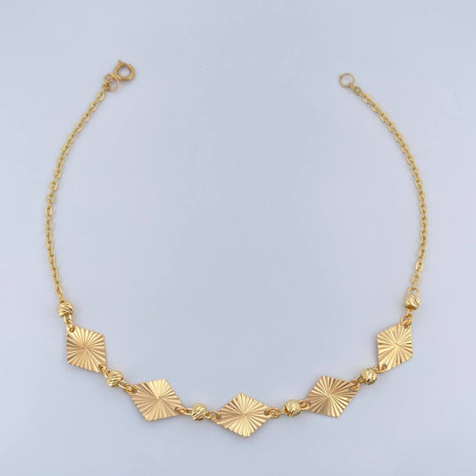 Pulso Rombos Diamantados 2gr / 7 1/2 in / 3mm Oro Amarillo 18K %