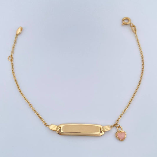 Pulso Bebé Placa Aro Seguido Corazón 1.7gr / 6 1/2 in / 1.37mm Oro Amarillo 18K %