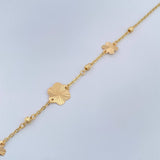 Pulso Flores Diamantadas 1.8gr / 7 1/2 in / 3mm Oro Amarillo 18K %