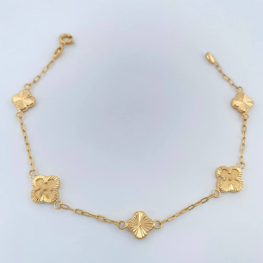 Pulso Trebol Cajon 3.15gr / 7 1/2 in / 1.55mm Oro Amarillo 18K %