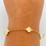 Pulso Trebol Cajon 3gr / 7 1/4 in / 1.47mm Oro Amarillo 18K %