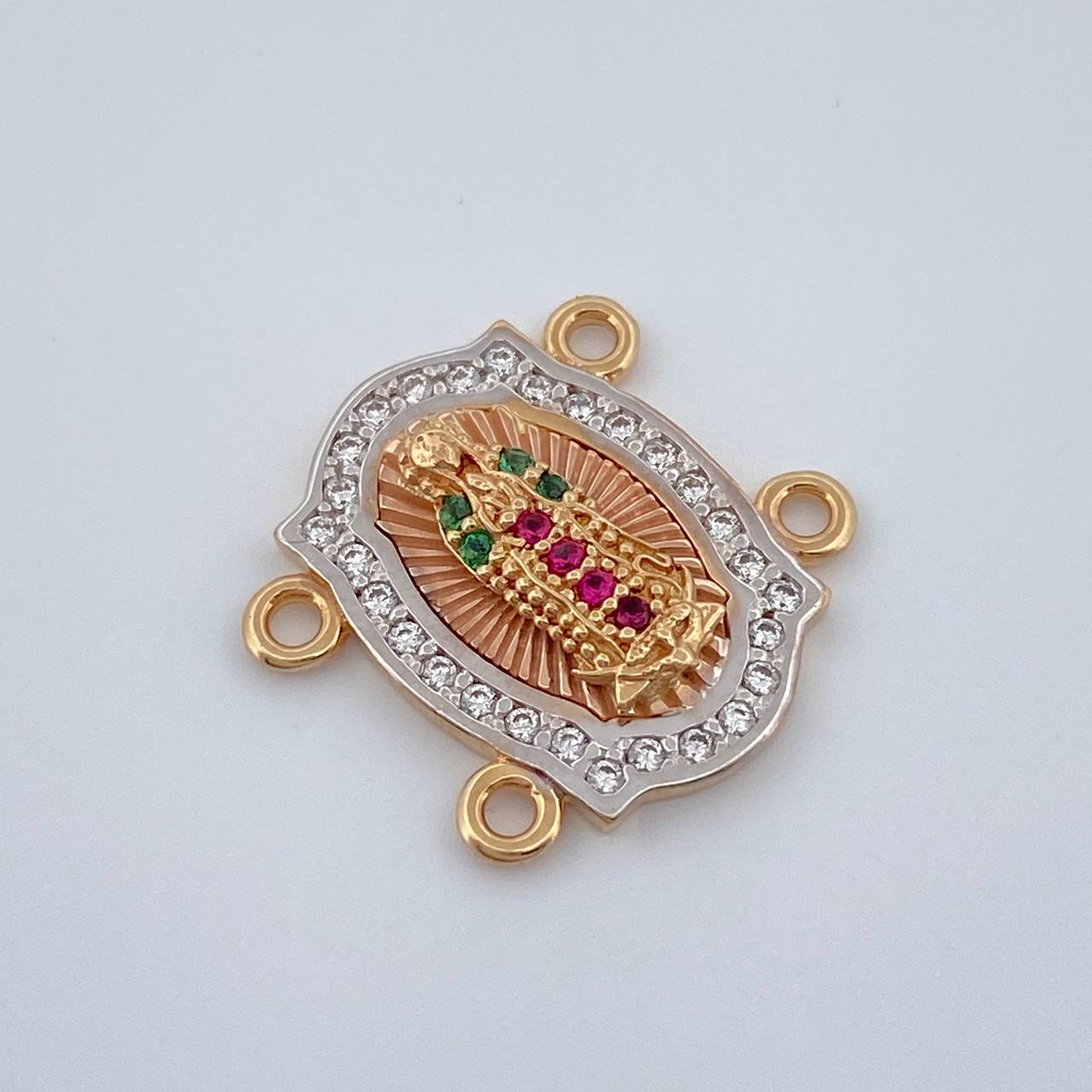Herraje Virgen De Guadalupe 2.2gr / 1/2 in / Dos Oros Blanco Rosa 18K %