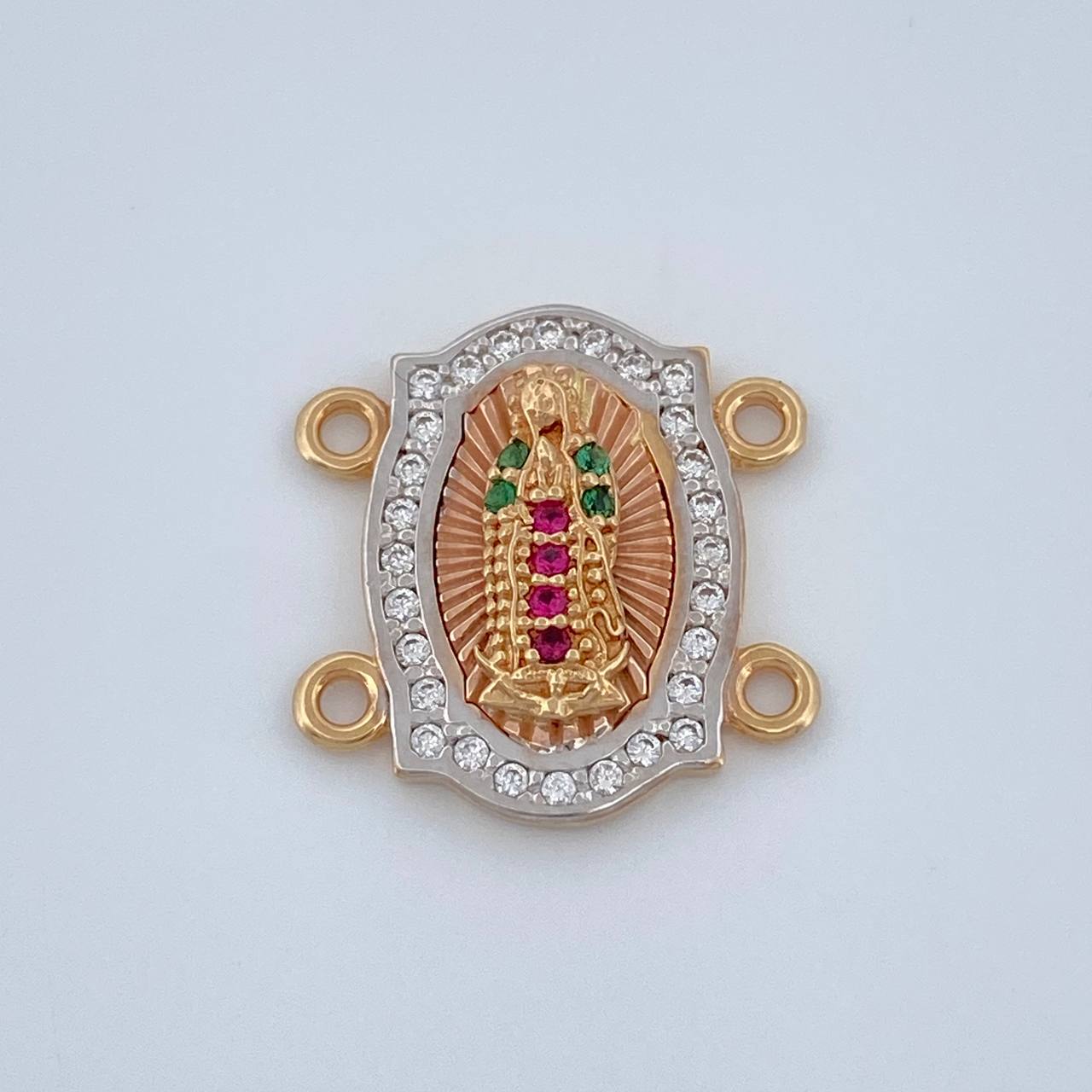 Herraje Virgen De Guadalupe 2.2gr / 1/2 in / Dos Oros Blanco Rosa 18K %