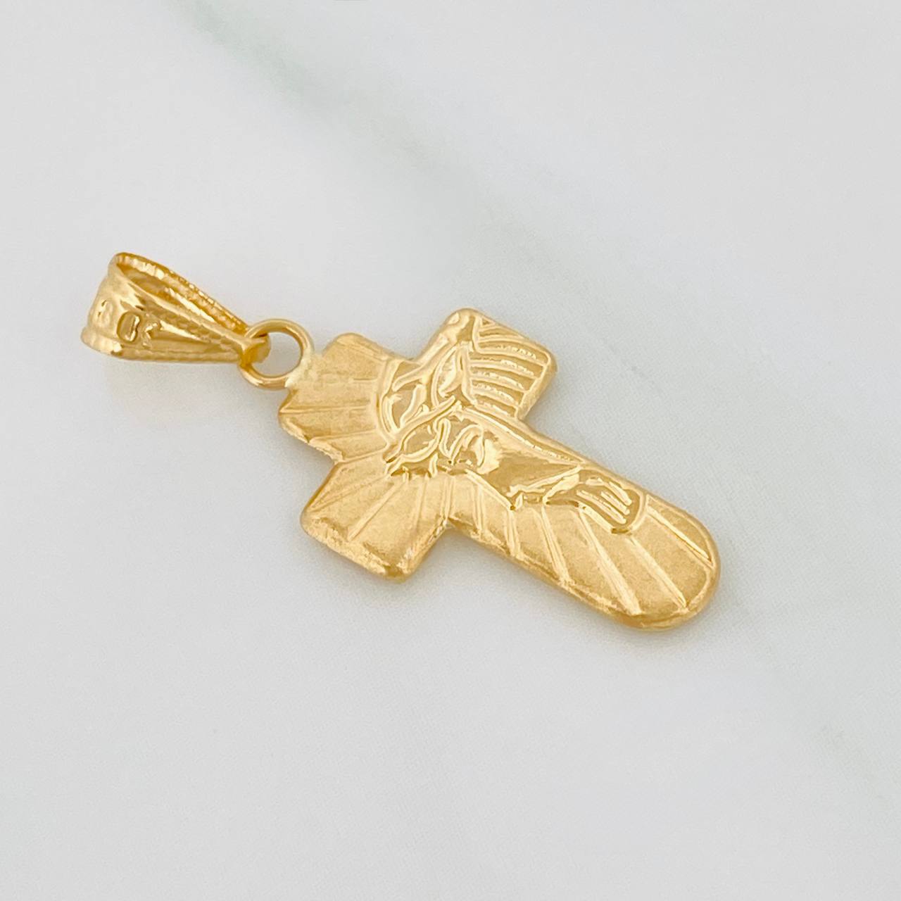 Dije Cruz Rostro Cristo 0.95gr / 1 in / Oro Amarillo 18K &