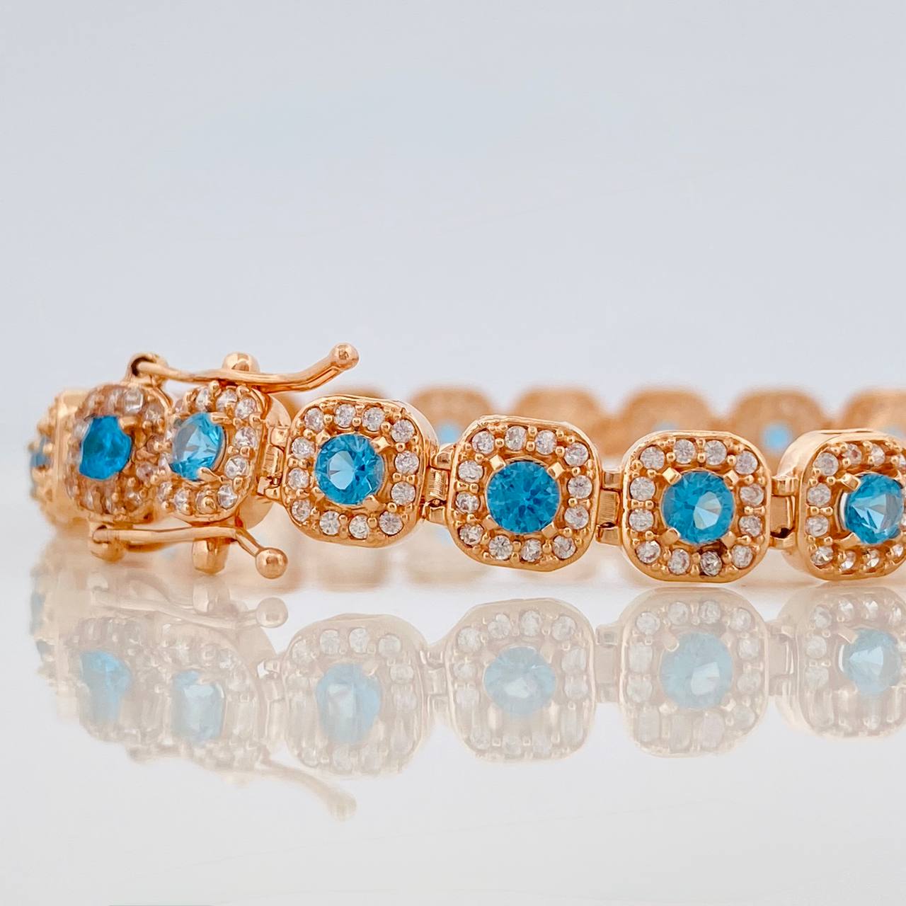 Tennis Bracelet Halo 12gr / 7 in / 6.2mm Rose Gold 18K $