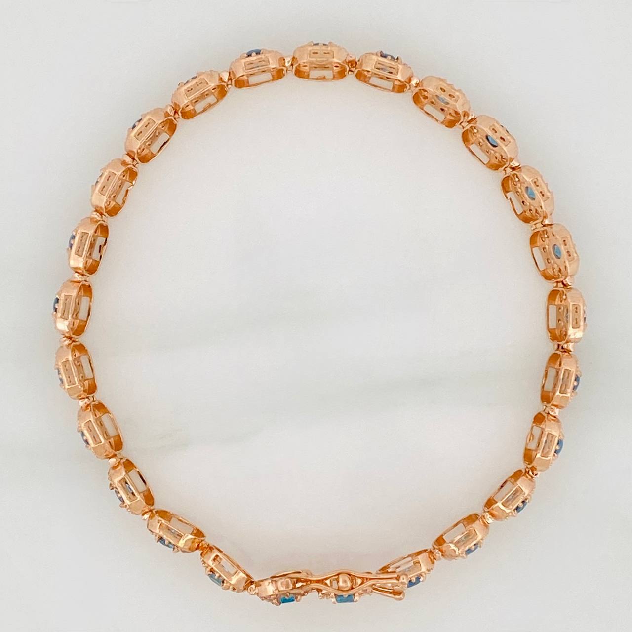 Tennis Bracelet Halo 12gr / 7 in / 6.2mm Rose Gold 18K $