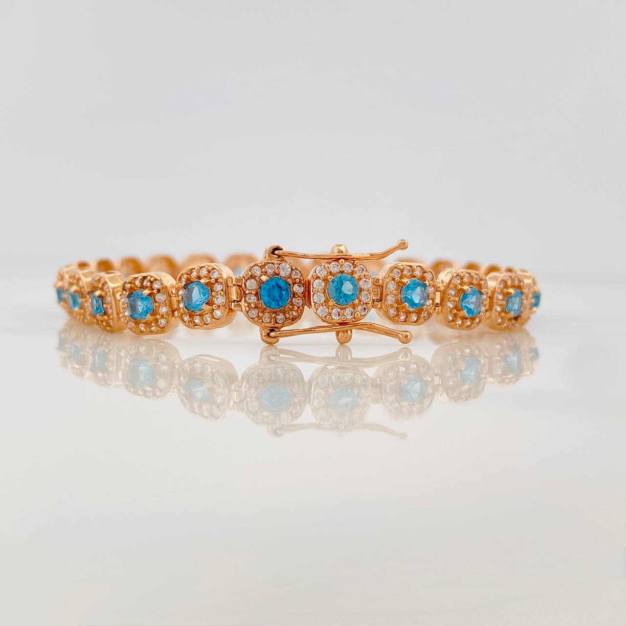 Tennis Bracelet Halo 12gr / 7 in / 6.2mm Rose Gold 18K $