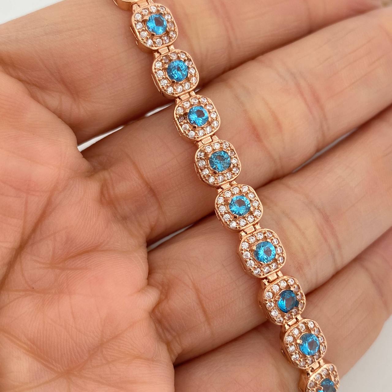 Tennis Bracelet Halo 12gr / 7 in / 6.2mm Rose Gold 18K $