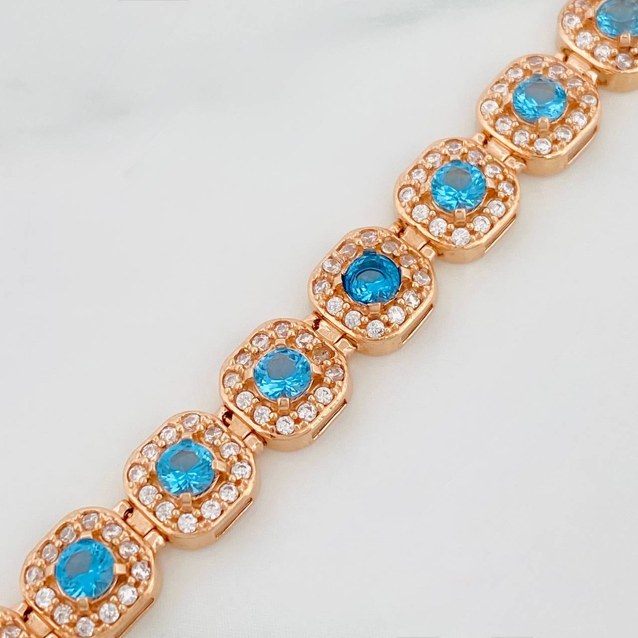 Tennis Bracelet Halo 12gr / 7 in / 6.2mm Rose Gold 18K $