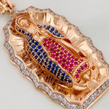 Dije Virgen de Guadalupe 13.45gr / 2 in /  Dos Oros Blanco Rosa 18K $