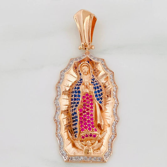 Pendant Virgin of Guadalupe 13.45gr / 2 in / Two Golds White Rose 18K $