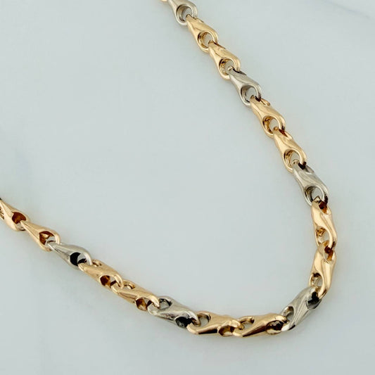 Cadena Rustica Espiga 9.95gr / 19 in / 4.7mm Dos Oros Amarillo Blanco 18K $