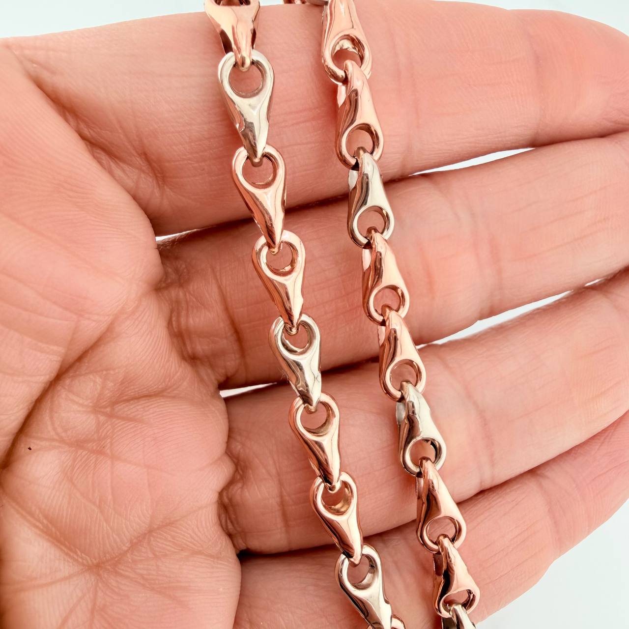 Cadena Rustica Espiga 10.85gr / 20 3/4 in / 4.9mm Dos Oros Blanco Rosa 18K $