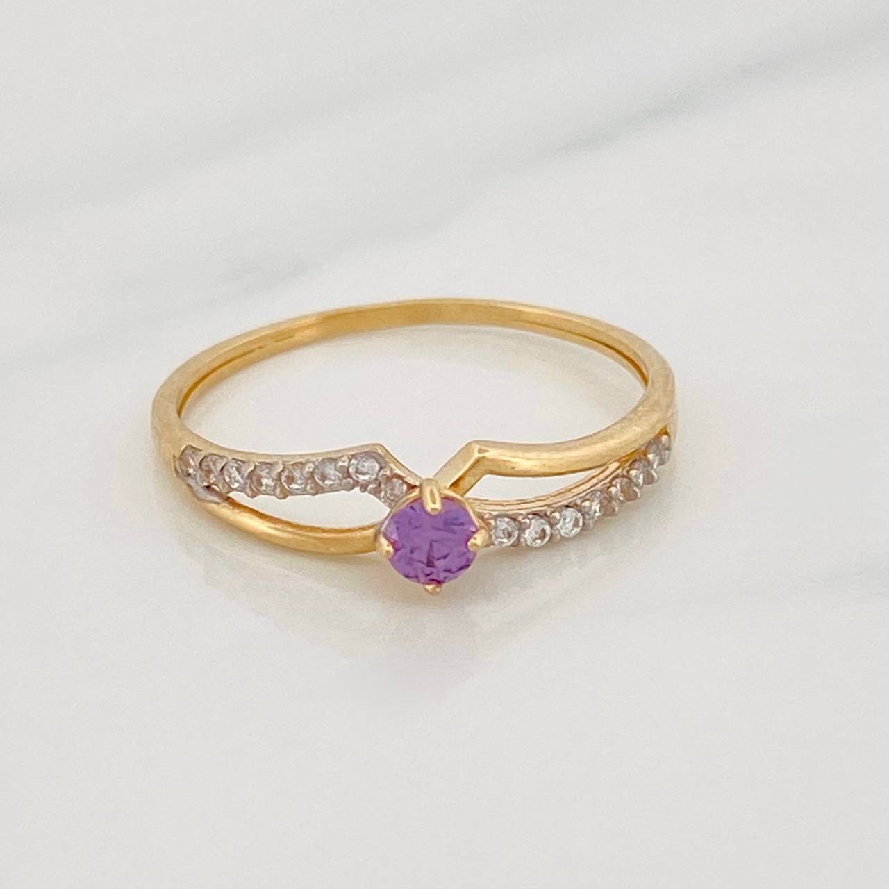Curves Ring 1.2g / T6 1/4 Two Yellow White Gold 18K