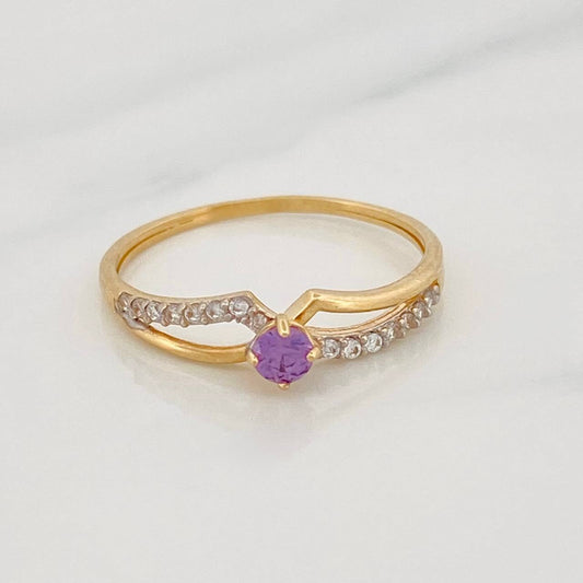Curves Ring 1.2g / T6 1/4 Two Yellow White Gold 18K