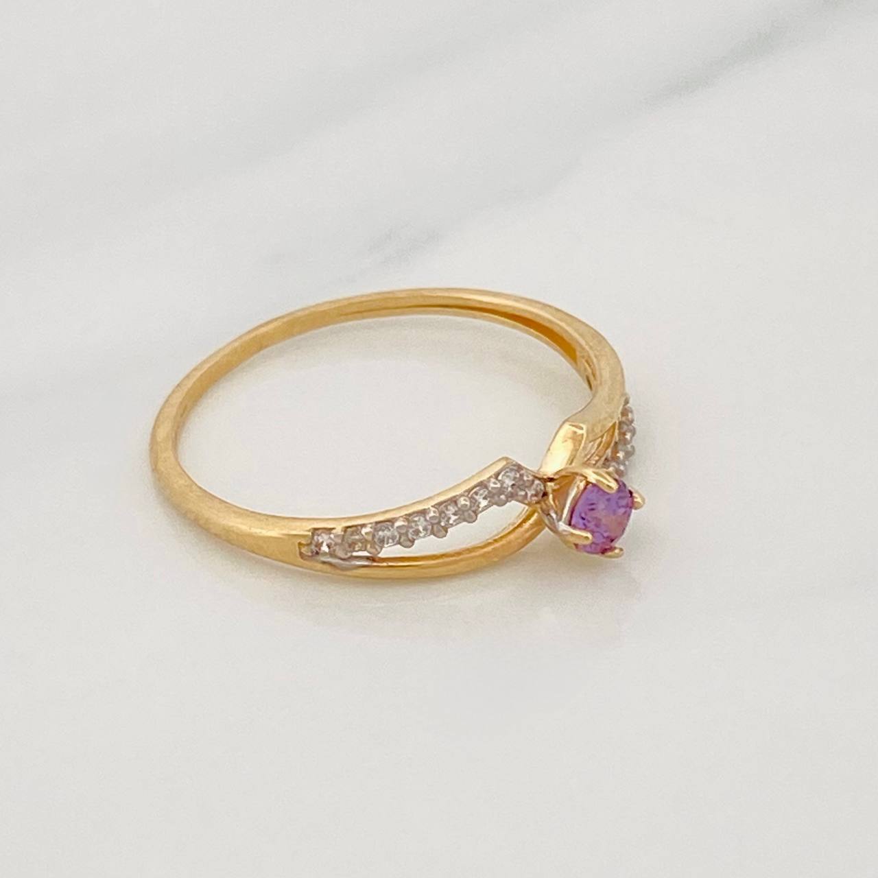 Curves Ring 1.2g / T6 1/4 Two Yellow White Gold 18K