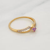 Curves Ring 1.2g / T6 1/4 Two Yellow White Gold 18K