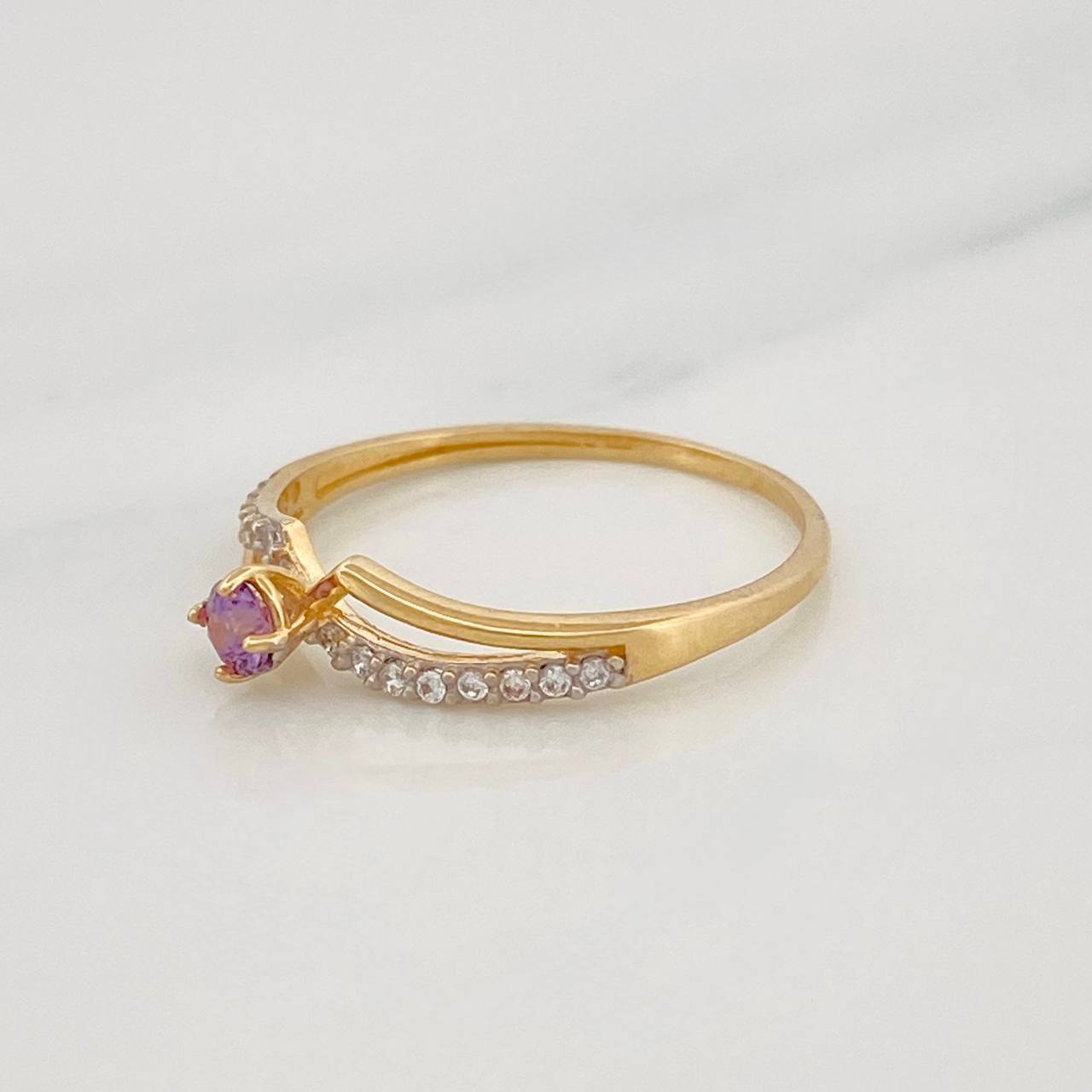 Curves Ring 1.2g / T6 1/4 Two Yellow White Gold 18K