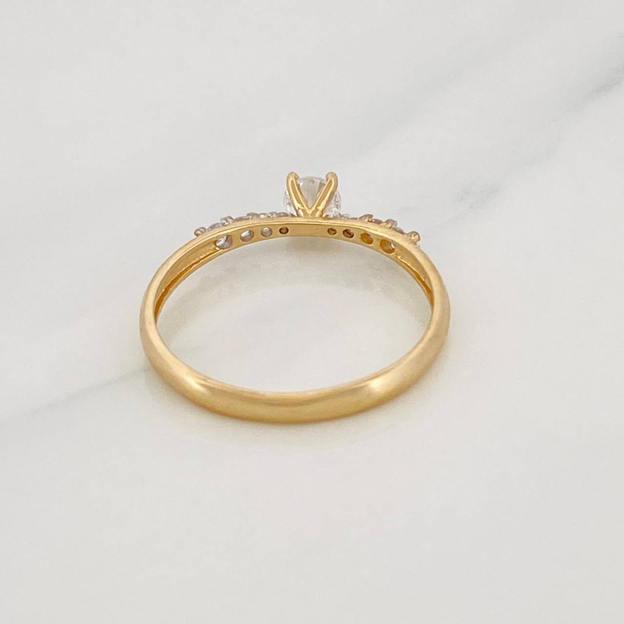 Solitaire Churumbela Ring 1.7g / Size 7 1/2 Two Yellow White Gold 18K