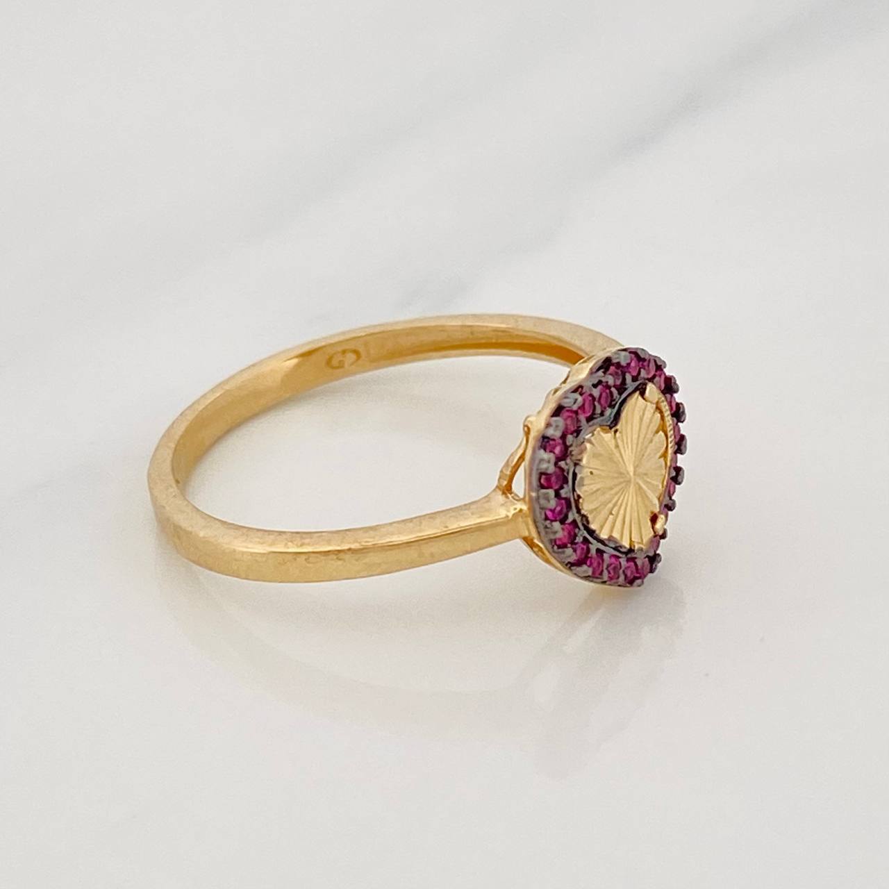 Anillo Corazón 2.2g / T7 3/4 Dos Oros Negro Amarillo 18K