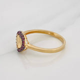 Anillo Corazón 2.2g / T7 3/4 Dos Oros Negro Amarillo 18K