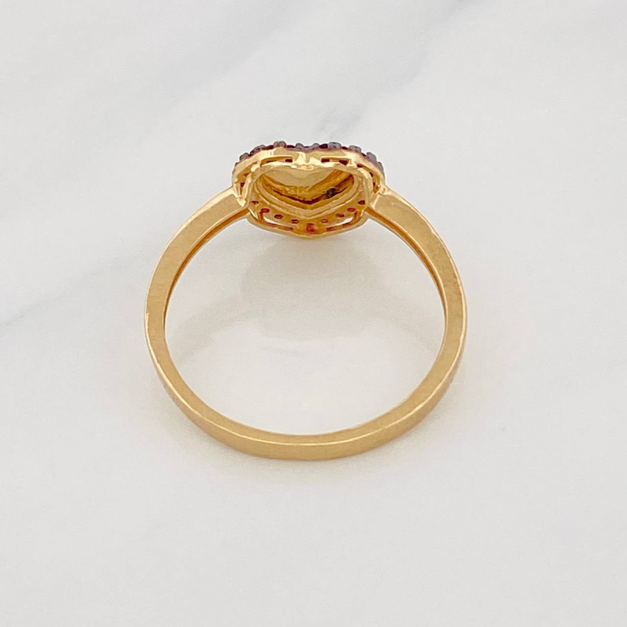 Anillo Corazón 2.2g / T7 3/4 Dos Oros Negro Amarillo 18K