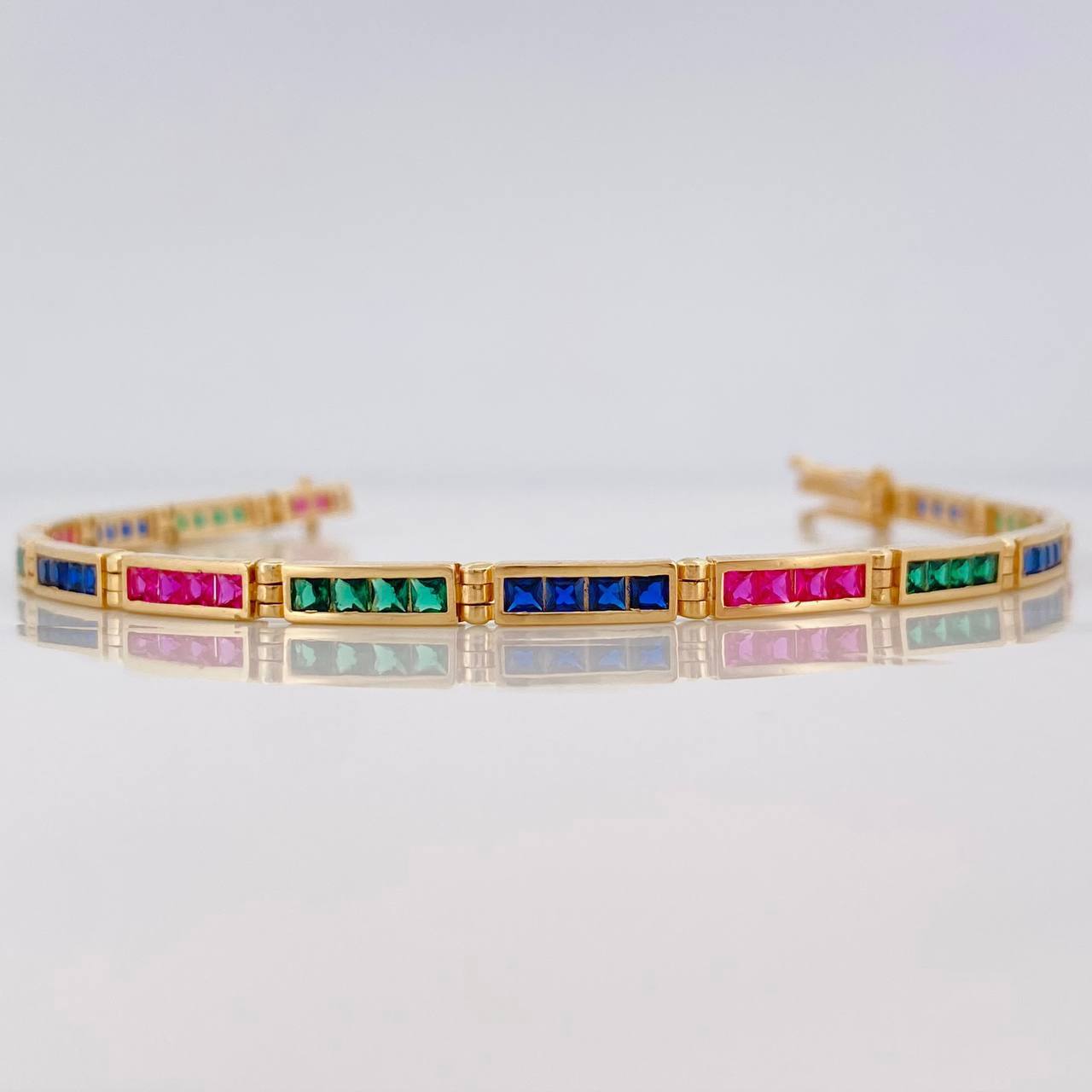 Tennis Bracelet Rectangular 10g / 7 1/4 in / 3.3mm Yellow Gold 18K