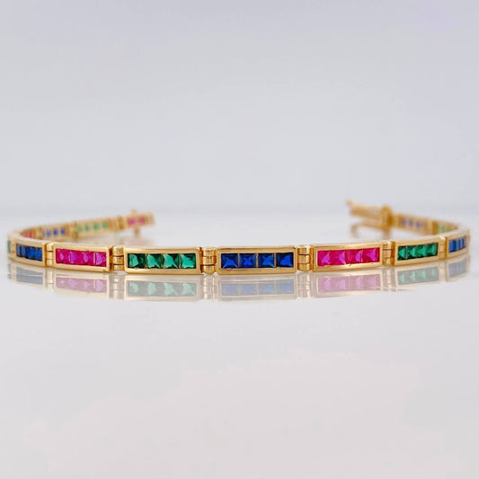 Pulso Tenis Rectangular 10g / 7 1/4 in / 3.3mm Oro Amarillo 18K