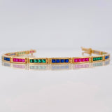 Tennis Bracelet Rectangular 10g / 7 1/4 in / 3.3mm Yellow Gold 18K