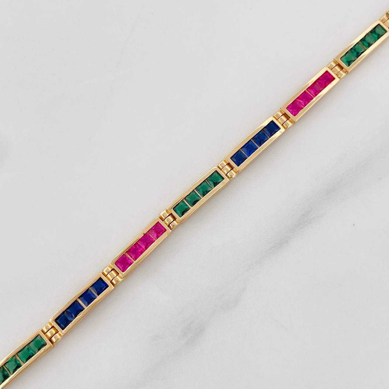 Tennis Bracelet Rectangular 10g / 7 1/4 in / 3.3mm Yellow Gold 18K