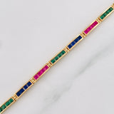 Tennis Bracelet Rectangular 10g / 7 1/4 in / 3.3mm Yellow Gold 18K