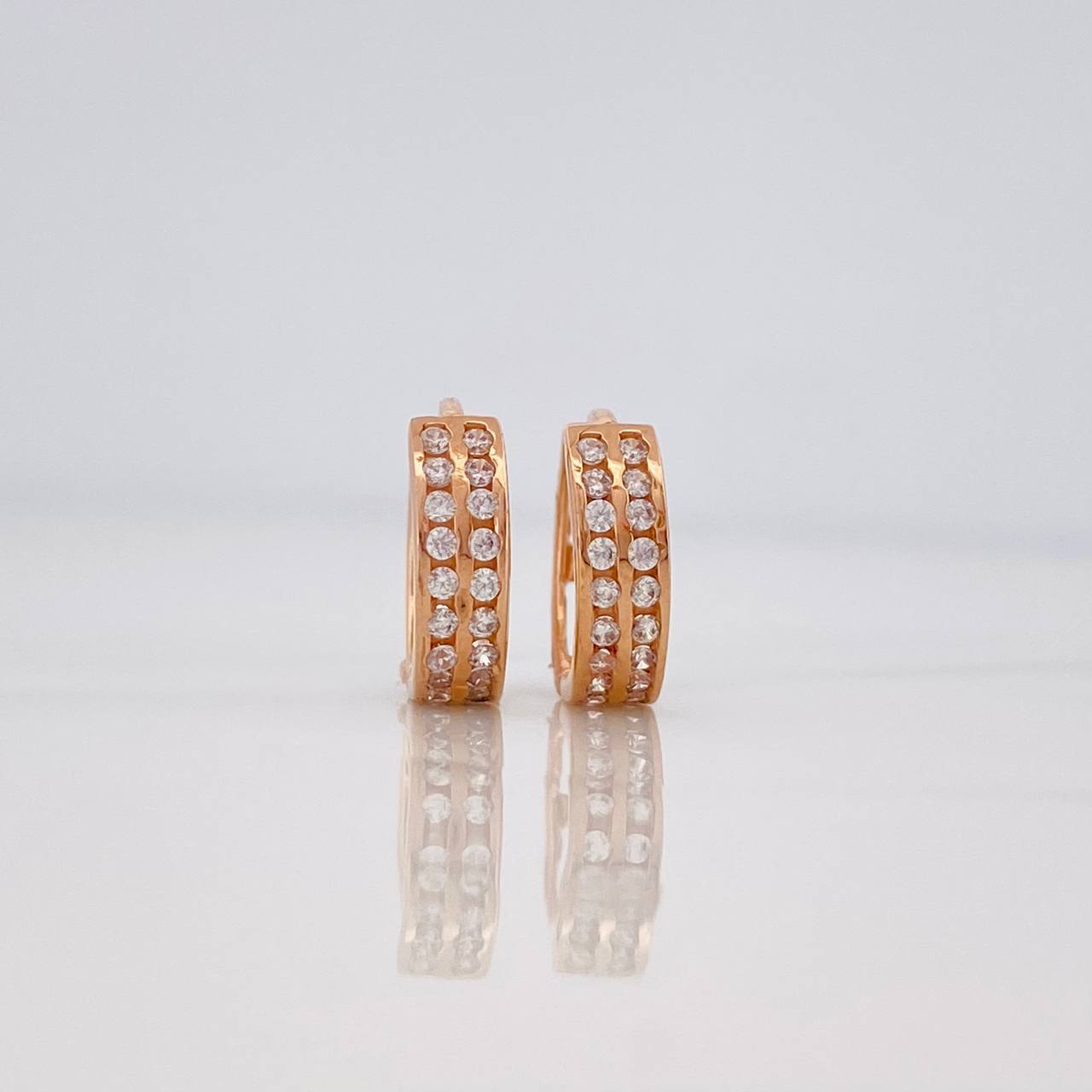 Candongas Doble Carril 2.45g / 1/2 in Oro Rosa 18K