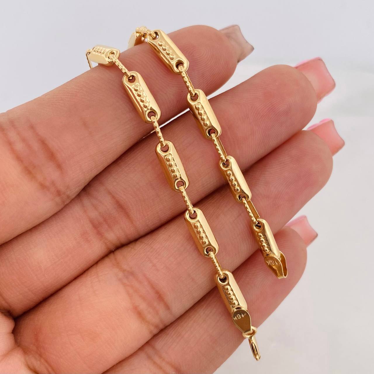Bracelet Rustic Cylinder 4.55g / 7 3/4 in / 3.96mm Yellow Gold 18K