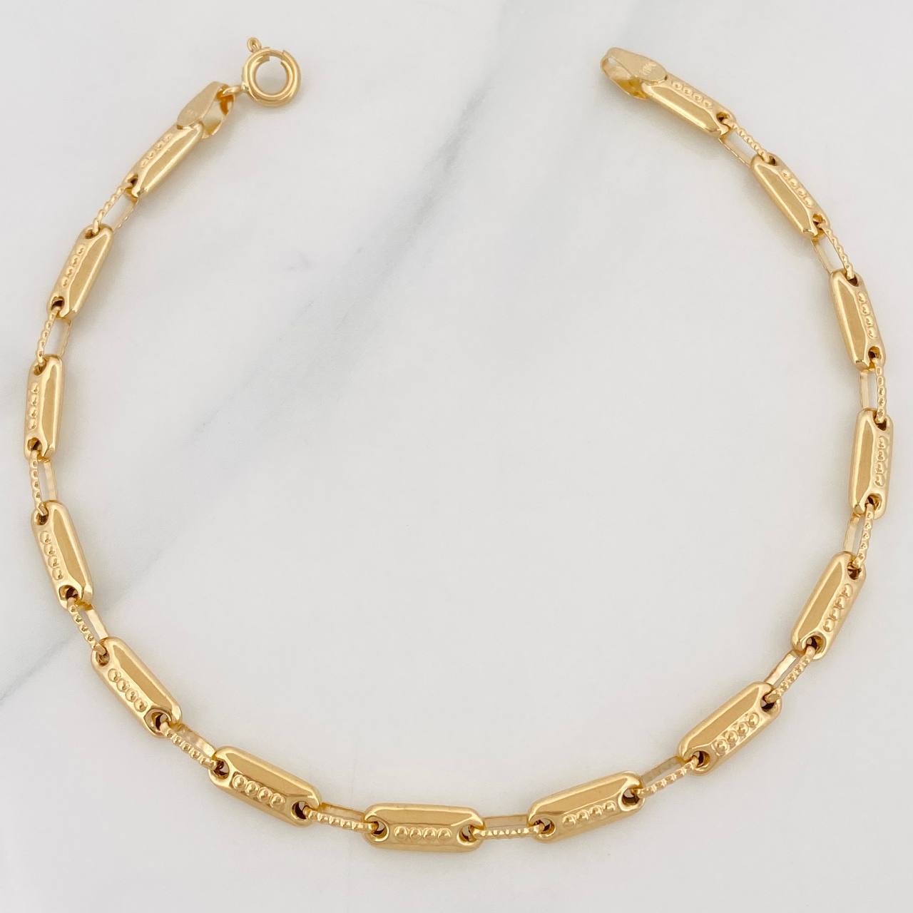 Bracelet Rustic Cylinder 4.55g / 7 3/4 in / 3.96mm Yellow Gold 18K
