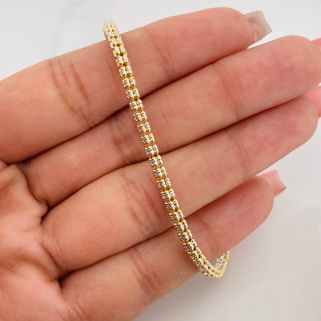 Pulso Ice 7.15g / 8 in / 3.04mm Dos Oros Amarillo Blanco 18K