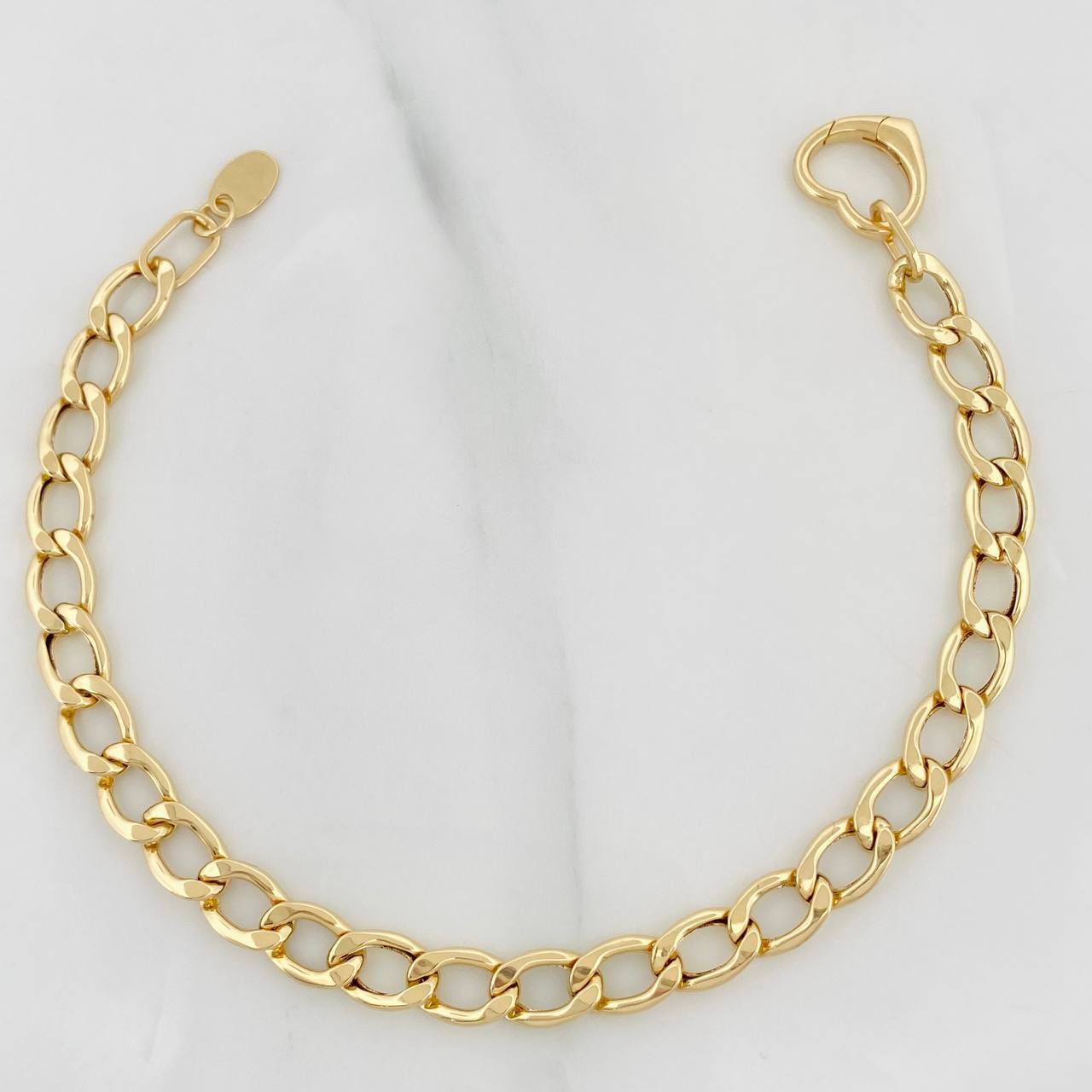 Pulso Cubana Corazon 3.85g / 7 in / 5.8mm Oro Amarillo 18K