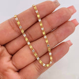 Cadena Escalera Plana 4.1g / 24 in / 2.38mm Dos Oros Amarillo Blanco 18K