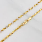Cadena Escalera Plana 4.1g / 24 in / 2.38mm Dos Oros Amarillo Blanco 18K