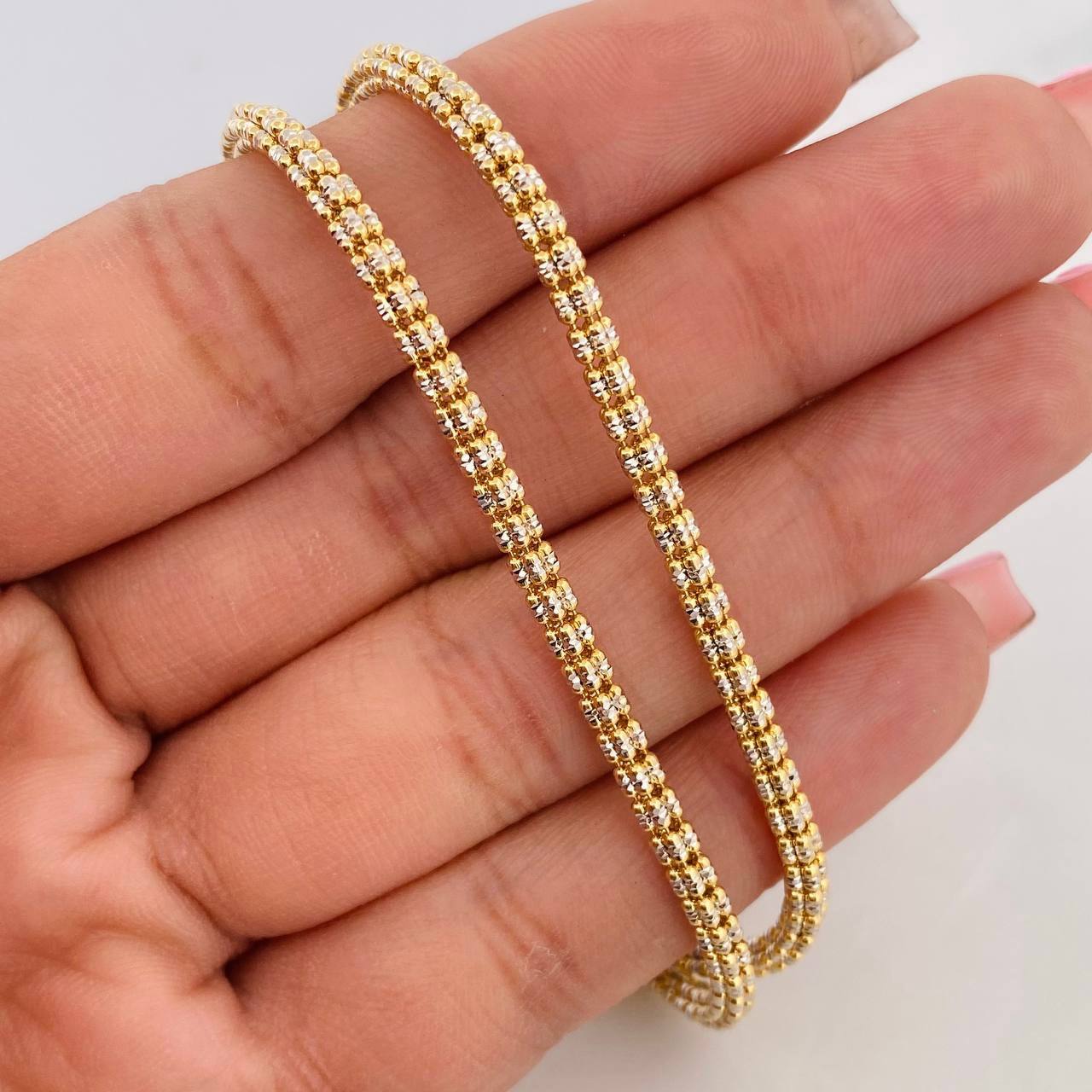 Cadena Ice 19.8g / 24 in / 3.05mm Dos Oros Amarillo Blanco 18K