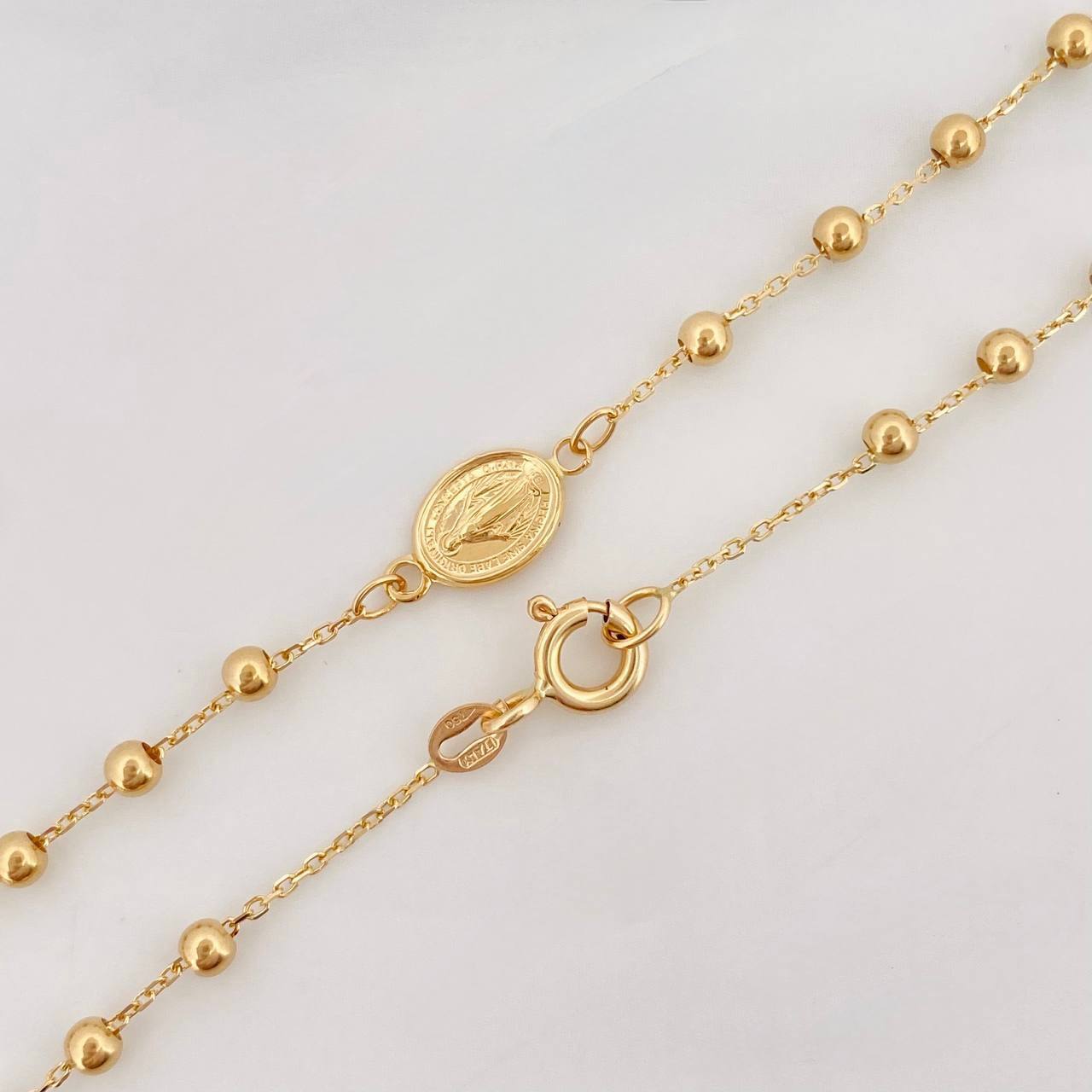 Cadena Denario Virgen Milagrosa 3.1g / 18 in / 0.88mm Oro Amarillo 18K