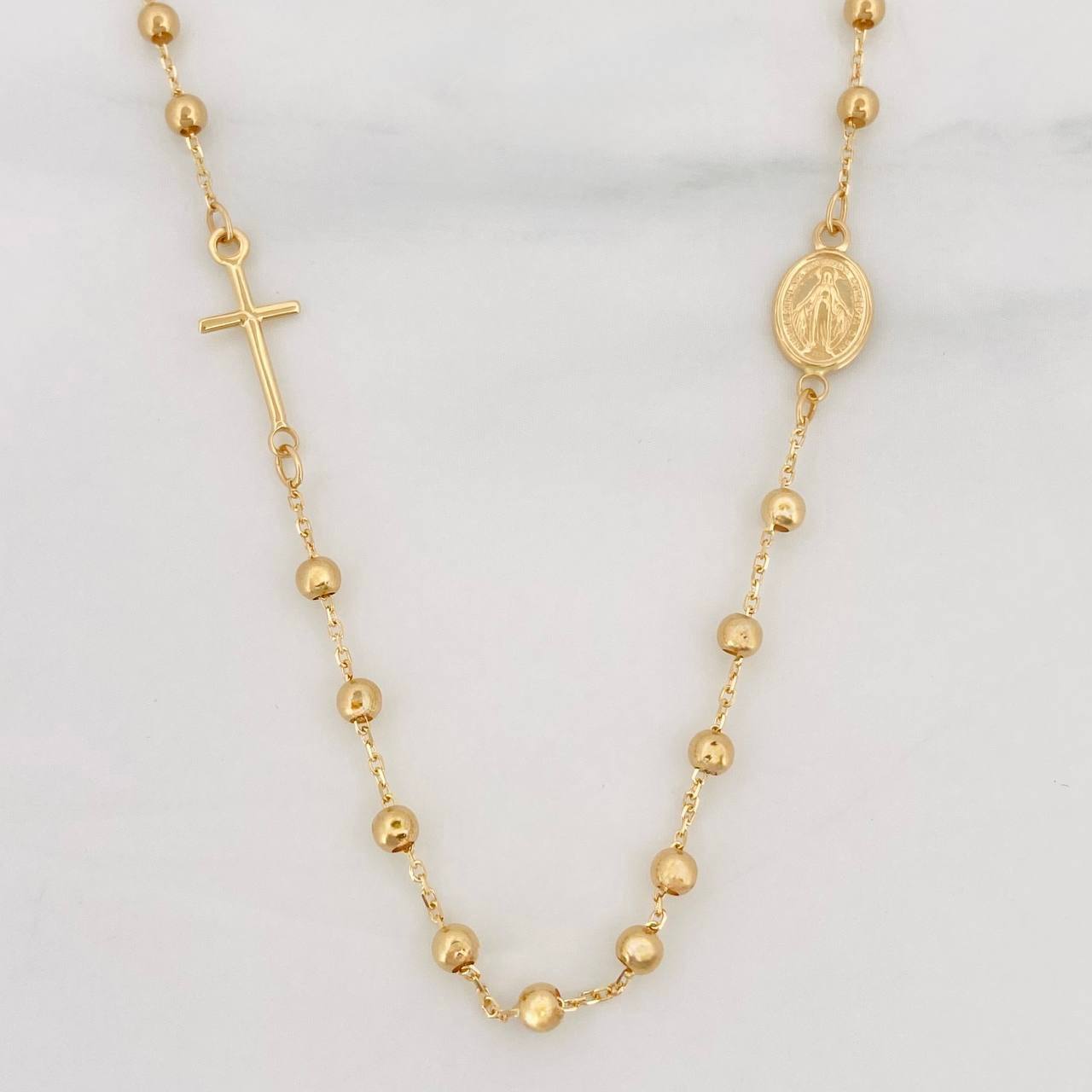 Cadena Denario Virgen Milagrosa 3.1g / 18 in / 0.88mm Oro Amarillo 18K