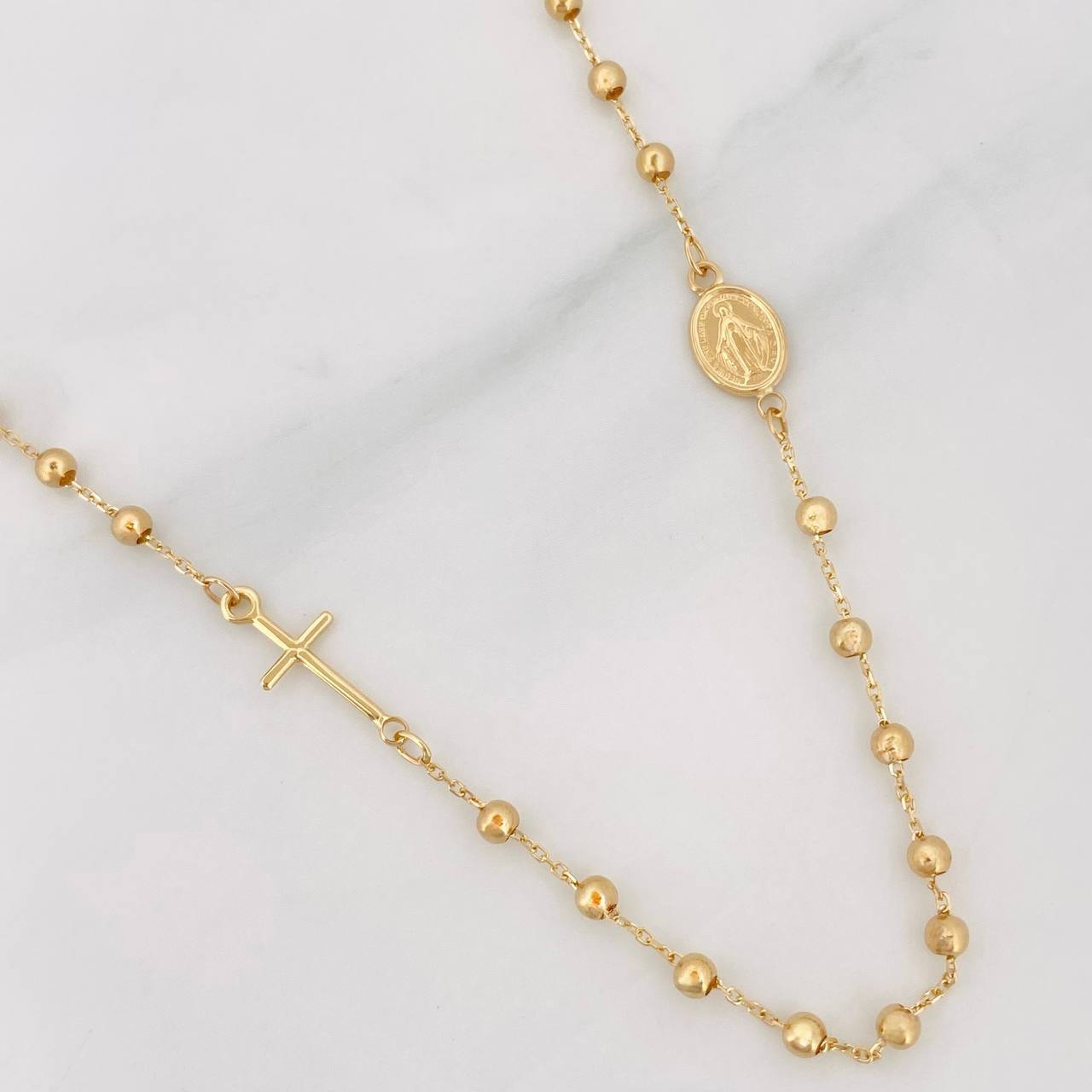 Cadena Denario Virgen Milagrosa 3.1g / 18 in / 0.88mm Oro Amarillo 18K