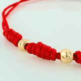 Pulsera Tejida Roja 7 Nudos 3Mm 6 Und Oro Amarillo 18K