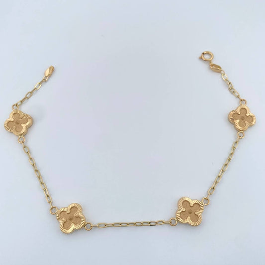 Pulso Trebol Cajon 3.15gr / 7 1/4 in / 1.8mm Oro Amarillo 18K %