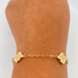 Pulso Trebol Cajon 3.15gr / 7 1/4 in / 1.8mm Oro Amarillo 18K %