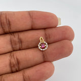 Dije Halo Ruby Diamantes 0.8gr / 1/2 in / Dos Oros Amarillo Blanco 18K %