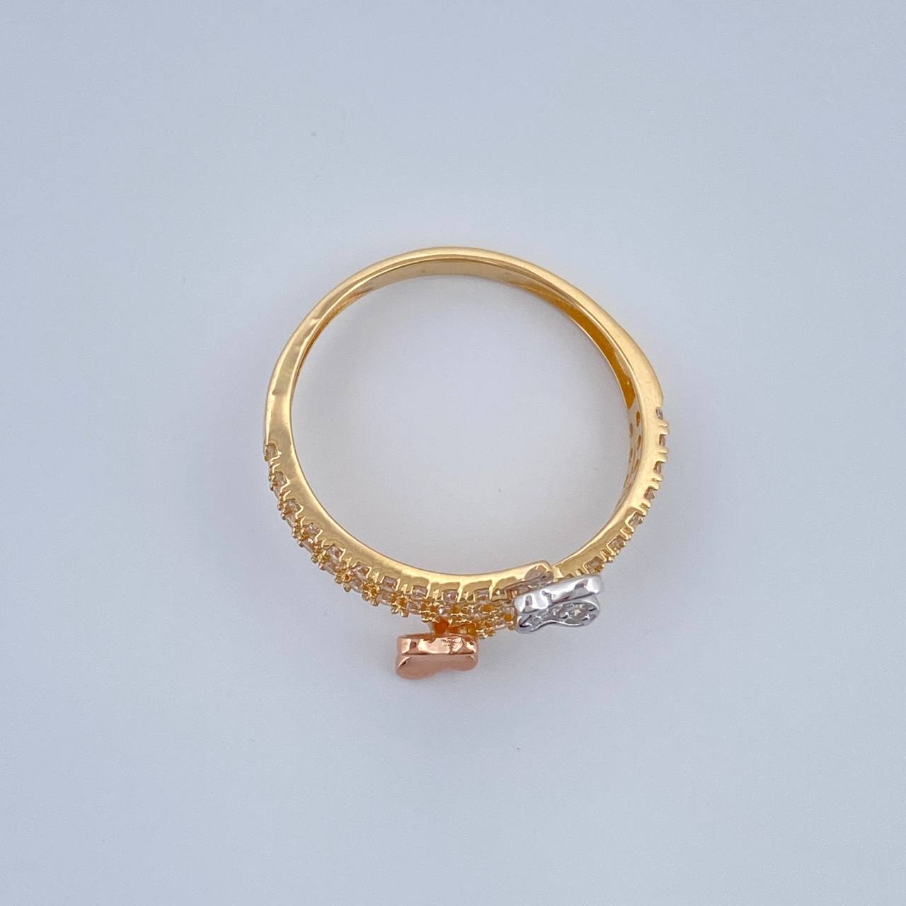 Anillo Mariposas Doble Carril 2.5gr / T7 1/2 / Tres Oros 18K %