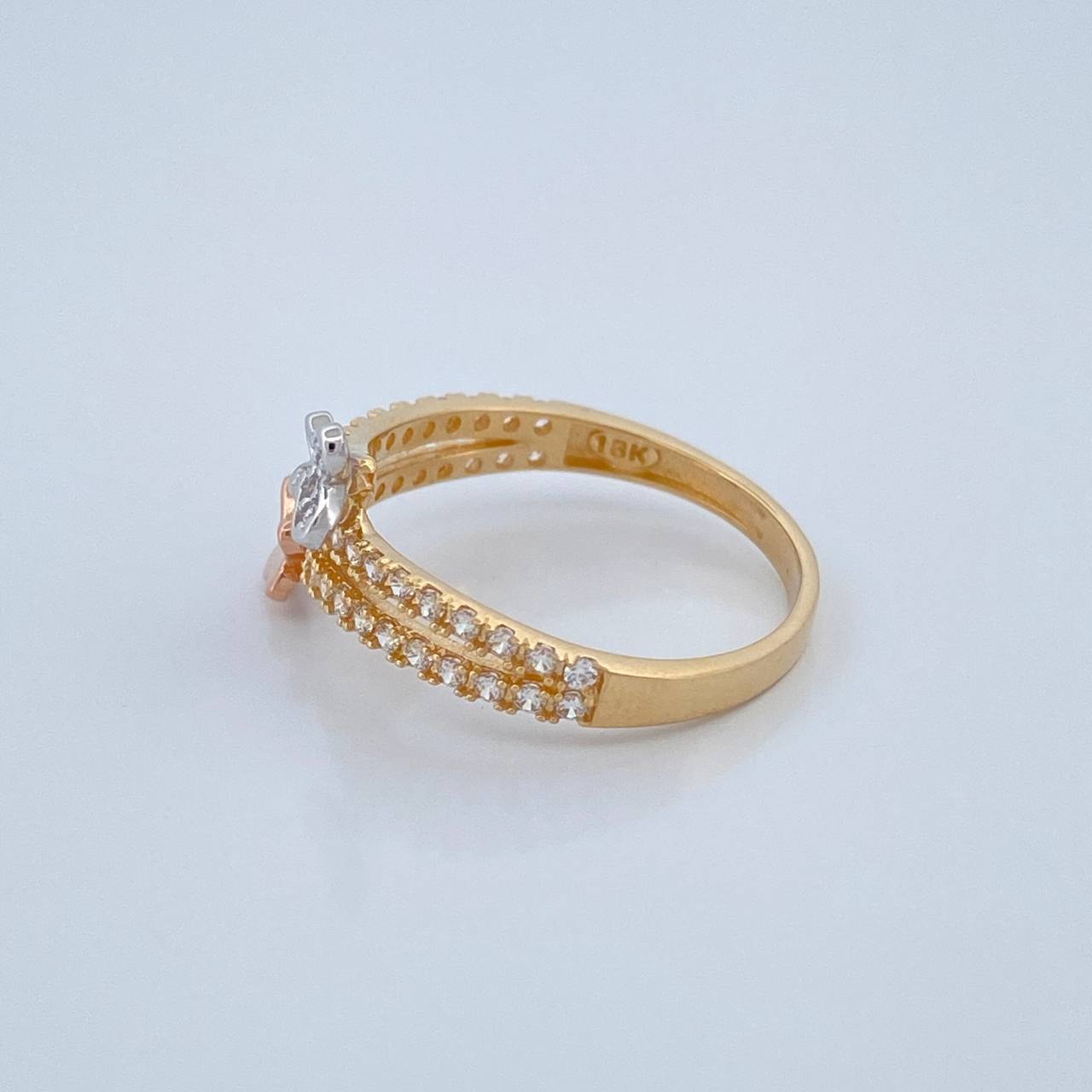 Anillo Mariposas Doble Carril 2.5gr / T7 1/2 / Tres Oros 18K %
